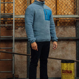 Petrol Blue 1/4 Zip Sherpa Jacket