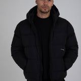 Black Core Hooded Puffer Jacket