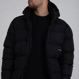 Black Core Hooded Puffer Jacket